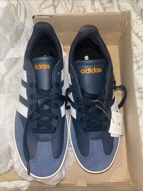 adidas Navy and White Classic Three-Stripe Sneakers